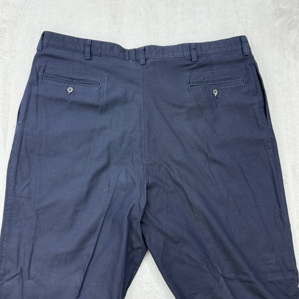 VTG Polo Ralph Lauren Chino Pants Mens 42x30 Navy Blue Double Pleated Cotton USA